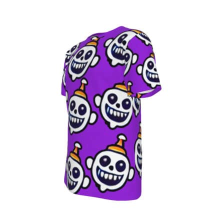 Left side view of Creepboy T-Shirt highlighting the fit and placement of the vivid all-over print boogeyman design.