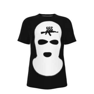 Front view of Frontline Tee featuring the 55 Strong ski mask logo, symbolizing confidence and resilience.