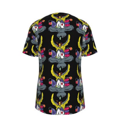 Back view of Coyote Bomb T-Shirt showcasing the continuation of the all-over print with chaotic and bold Acme bomb graphics.