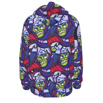 Back view of Insane Monkey Hoodie showcasing the continuation of the all-over print Mojo JoJo design.