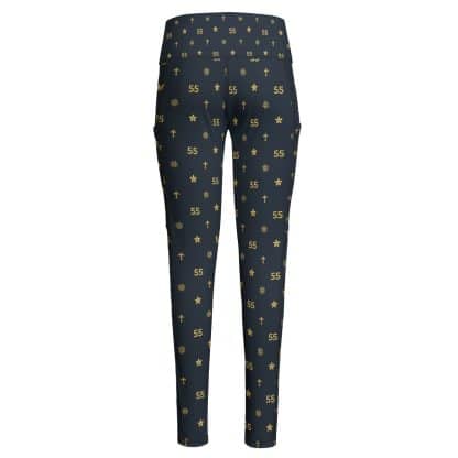 Back view of the Louis 55 yoga pants highlighting the sleek fit and vibrant pattern