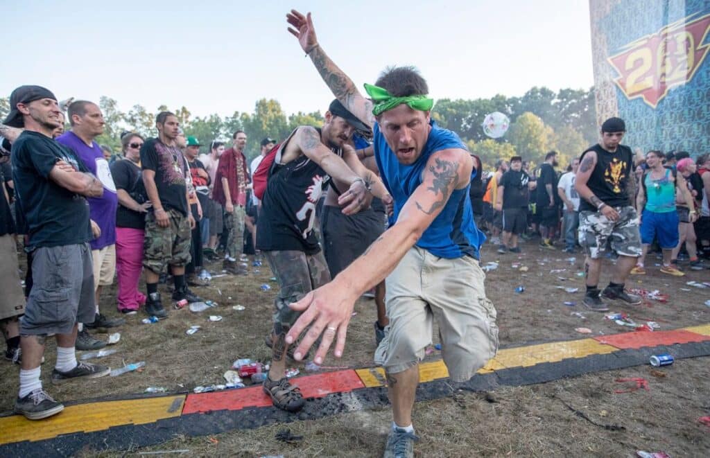 Fans at the Gathering of the Juggalos celebrating Juggalo culture.