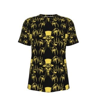 Side View of Black and Gold T-Shirt with Classic Fit and Stylish Detail