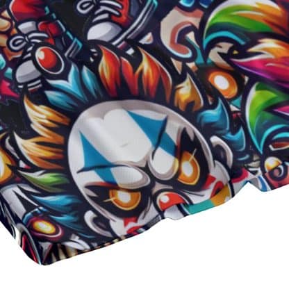 Flat Lay of Little Evil Clowns All Over Print Mesh Shorts