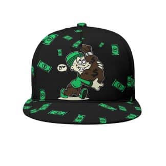 Side View of Money Bags All-Over Print Hat with Adjustable Snapback