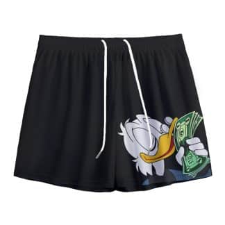 Duck Money Black Mesh Shorts – Bold Streetwear with Logo on Left Leg