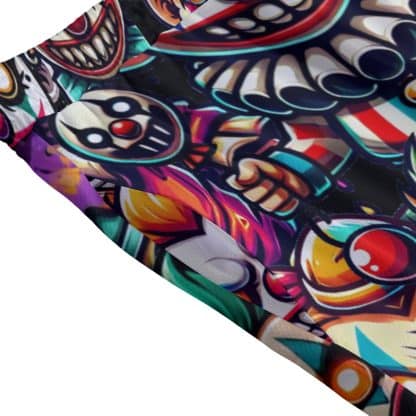 Close-Up of Little Evil Clowns Mesh Shorts Fabric and Design Details