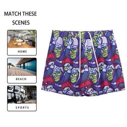 Side View of Insane Monkey Men’s Mesh Shorts Featuring Chaotic Design