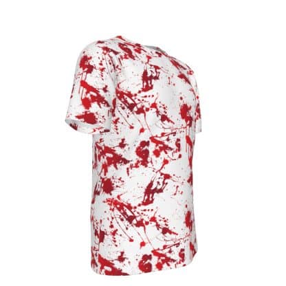 55 Strong Blood Splatter Tee Featuring Distressed Red Splatter Pattern