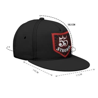 55 Strong Shield Flat Brim Hat – Bold Streetwear Cap with Shield Logo