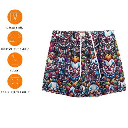 Little Evil Clowns All Over Print Men's Mesh Shorts - Front View