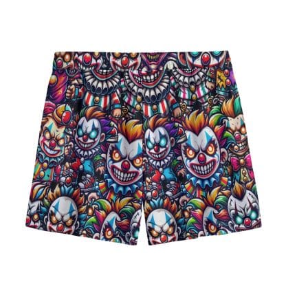 Little Evil Clowns Mesh Shorts - Back View with Full Print Design