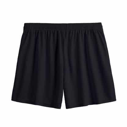 Black Mesh Shorts Featuring 55 Strong Shield Logo on Left Leg