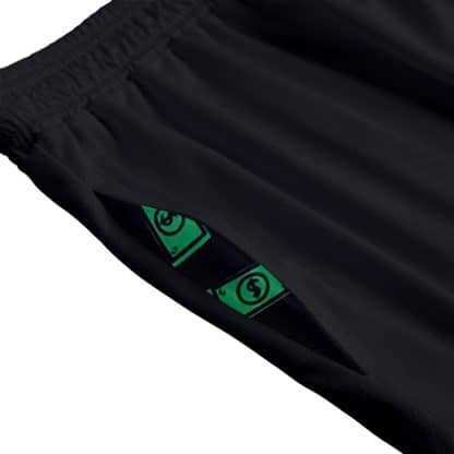 Cash Man Black Mesh Shorts – Bold Streetwear with Logo on Left Leg