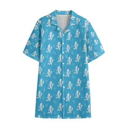 Hatchetman Hawaiian Button-Up – Blue & White Edition