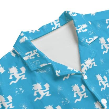 Hatchetman Hawaiian Button-Up – Blue & White Edition - Image 3