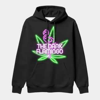 Dank Flamingo “Neon Flamingo Logo” Black Hoodie (Collaboration)